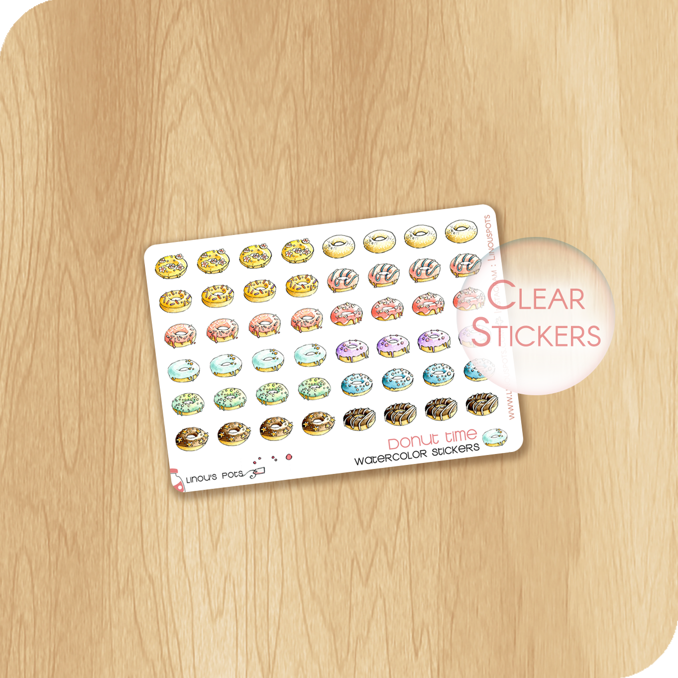 Coffee Time - Watercolor Planner Stickers MINI - 48 Donuts
