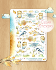 Feathery Fall - Decorative Watercolor Stickers - Birds