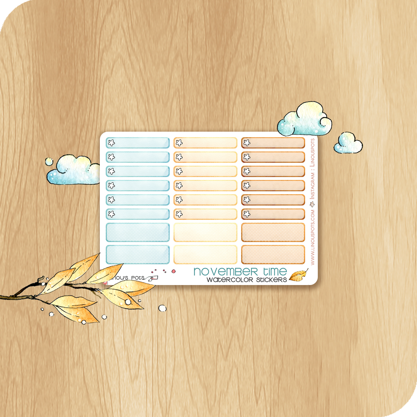 Feathery Fall - Watercolor Planner Stickers MINI - Miniboxes