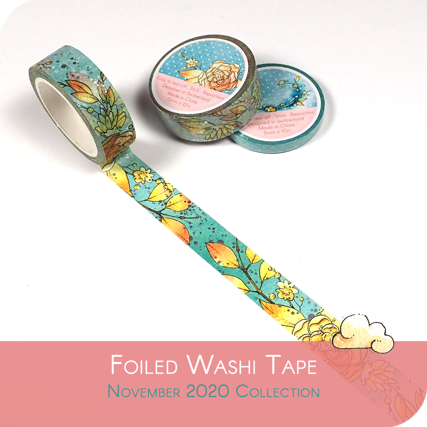 Christmas Woods - Foiled Washi Tape with Pink Snow – Linouspots