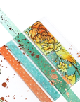 Feathery Fall - 8mm Washi Tape - Blue with Copper Foiled Spots