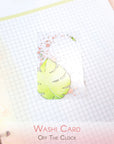 Transparent washi card with fresh leaves watercolor illustrations