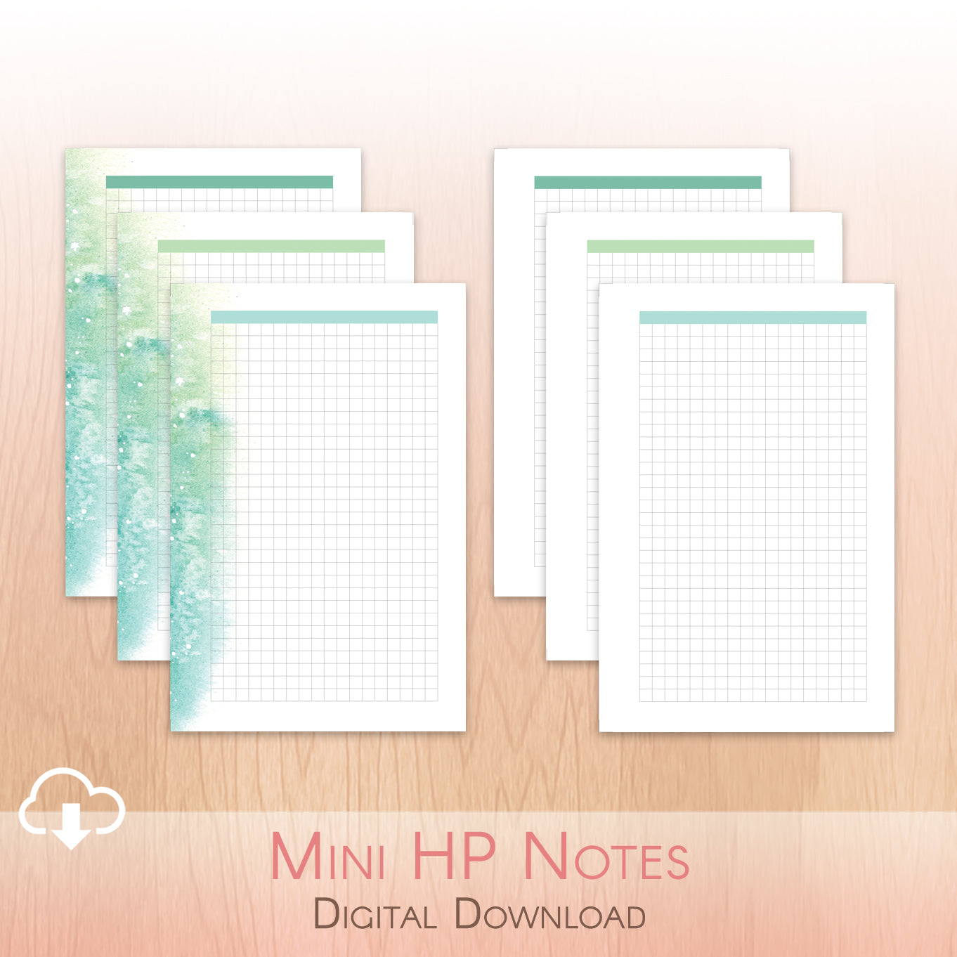 Printable files for mini Happy Planners - grid notes layout