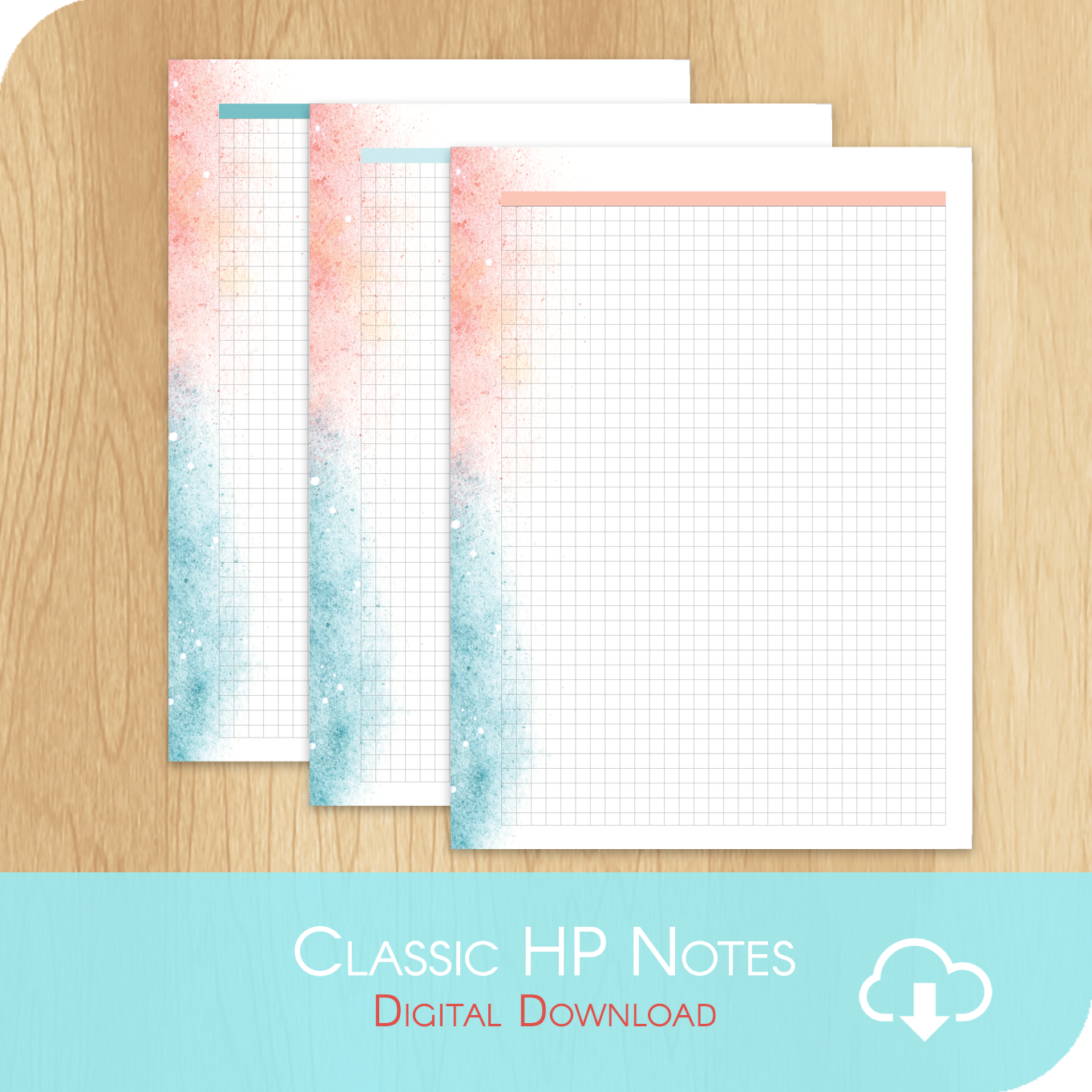 Late Summer - Printable Classic Happy Planner Size - 3x Grid Notes Page