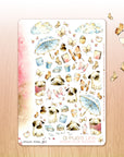 A Pug's Life - Decorative Watercolor Stickers - Pugs, Butterflies, Umbrellas