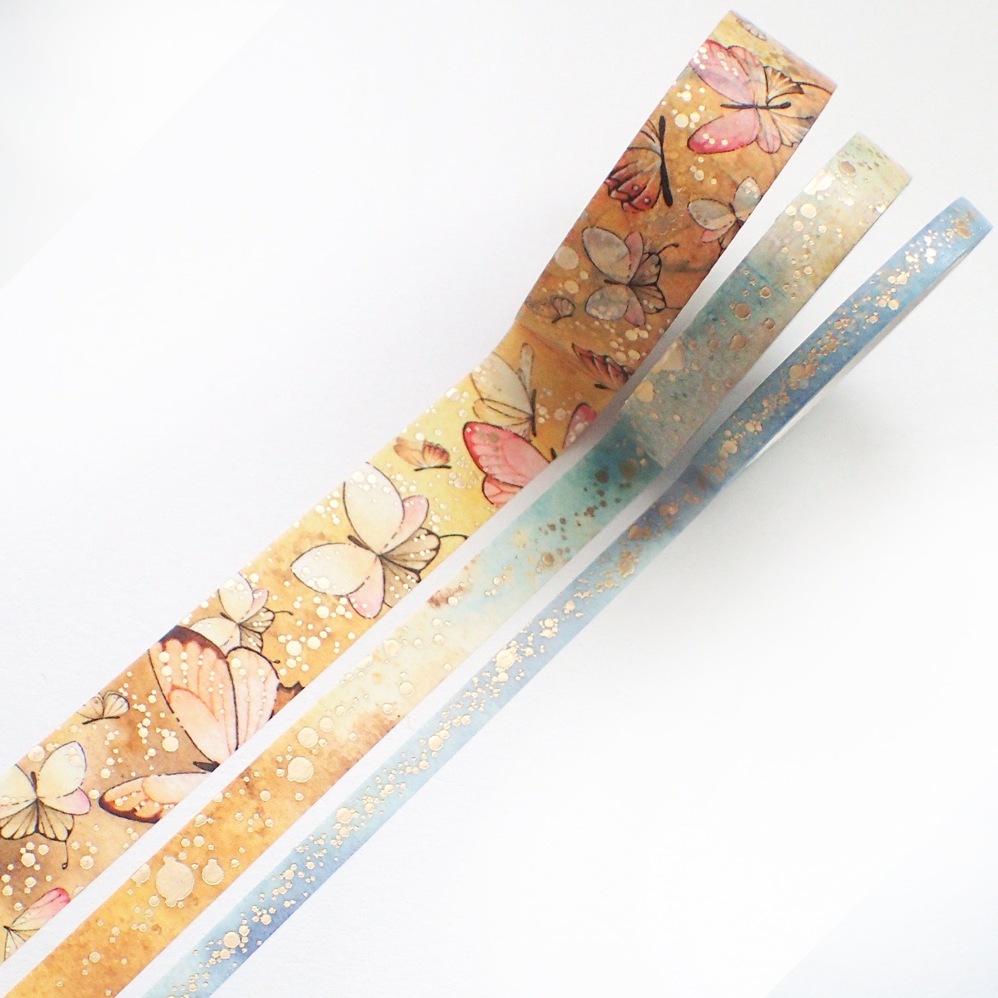 3 different watercolored washi tapes for summer or fall