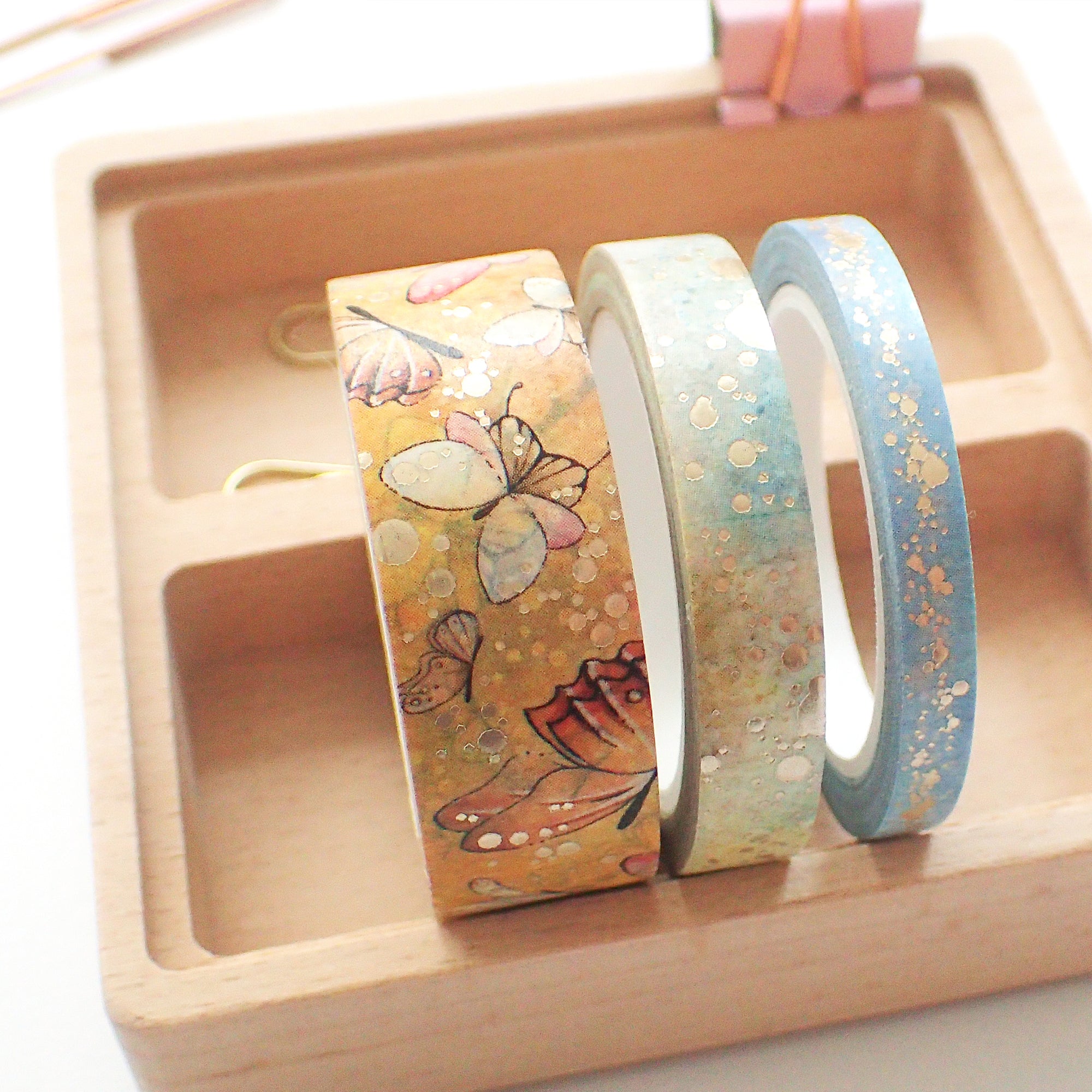 Watercolor washi tapes with foiled details