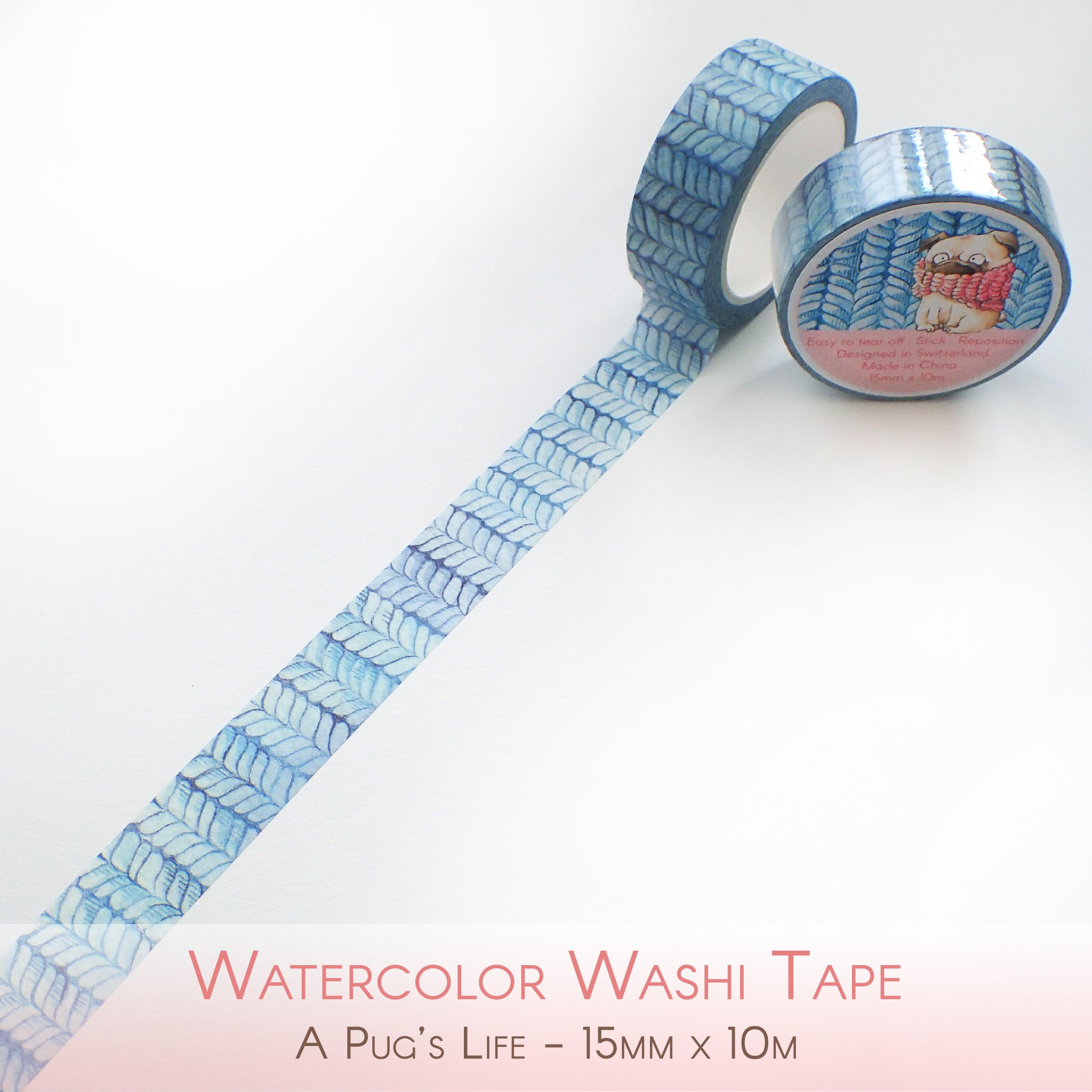 A Pug&#39;s Life - 15mm Washi Tape - Blue Scarf