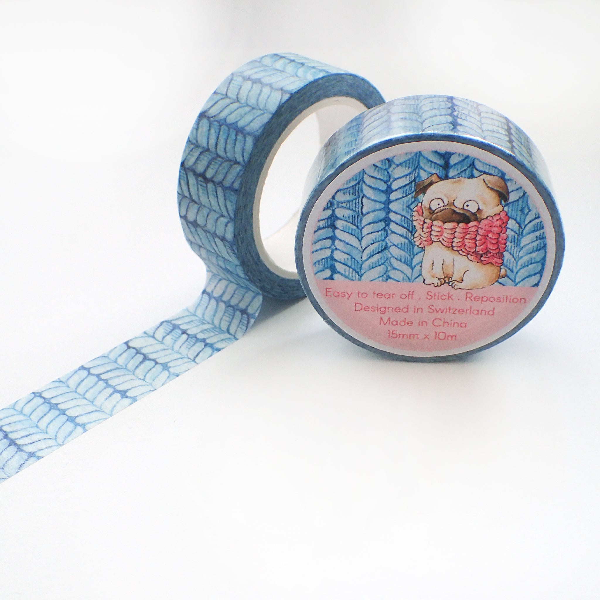 A Pug&#39;s Life - 15mm Washi Tape - Blue Scarf