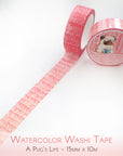 A Pug's Life - 15mm Washi Tape - Pink Scarf