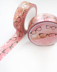 pink washi tape with black glasses