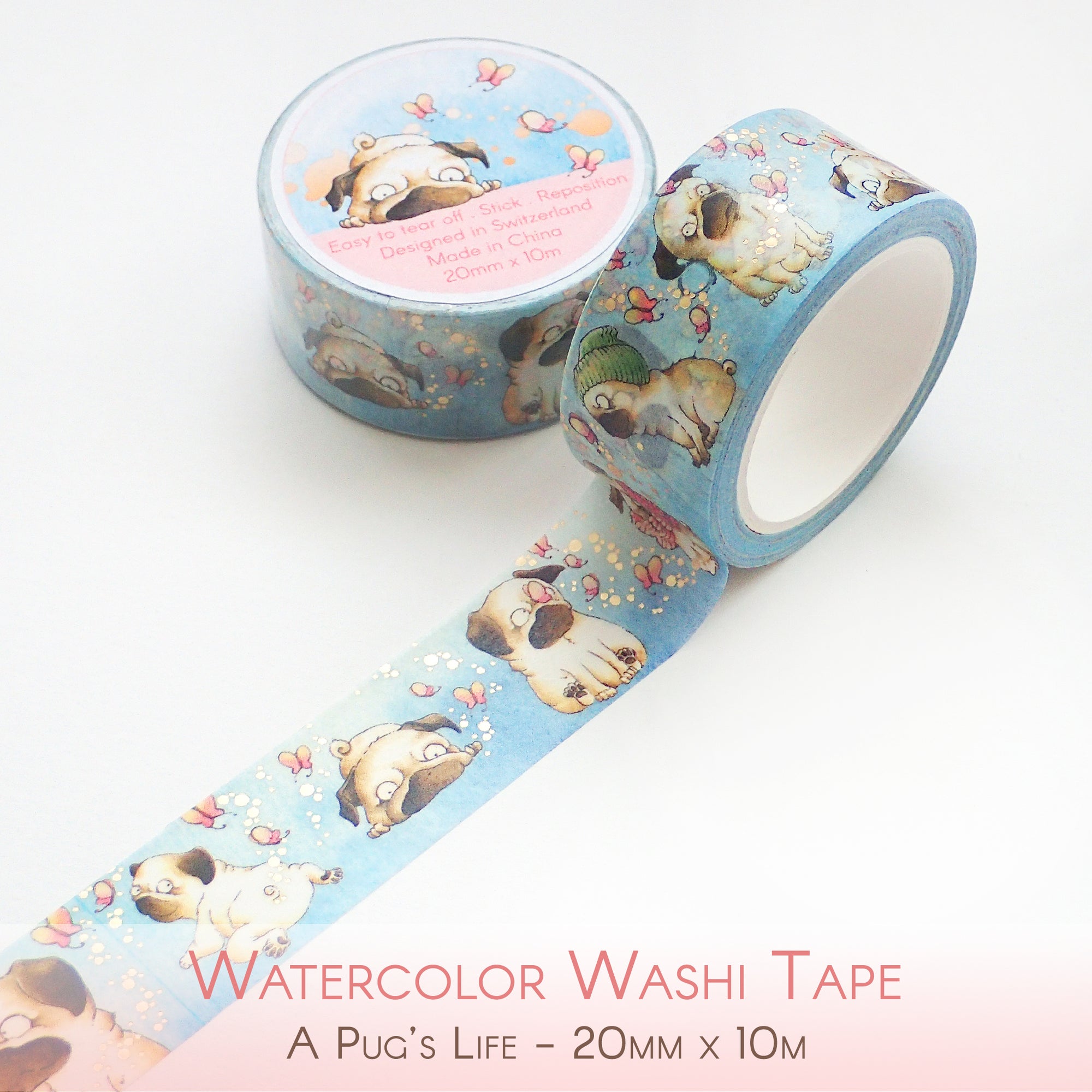 A Pug&#39;s Life - 20mm Foiled Washi Tape - Pugs