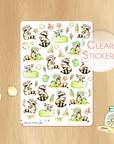 Playing In The Sand - Decorative Watercolor Stickers - Raccoons at the Beach