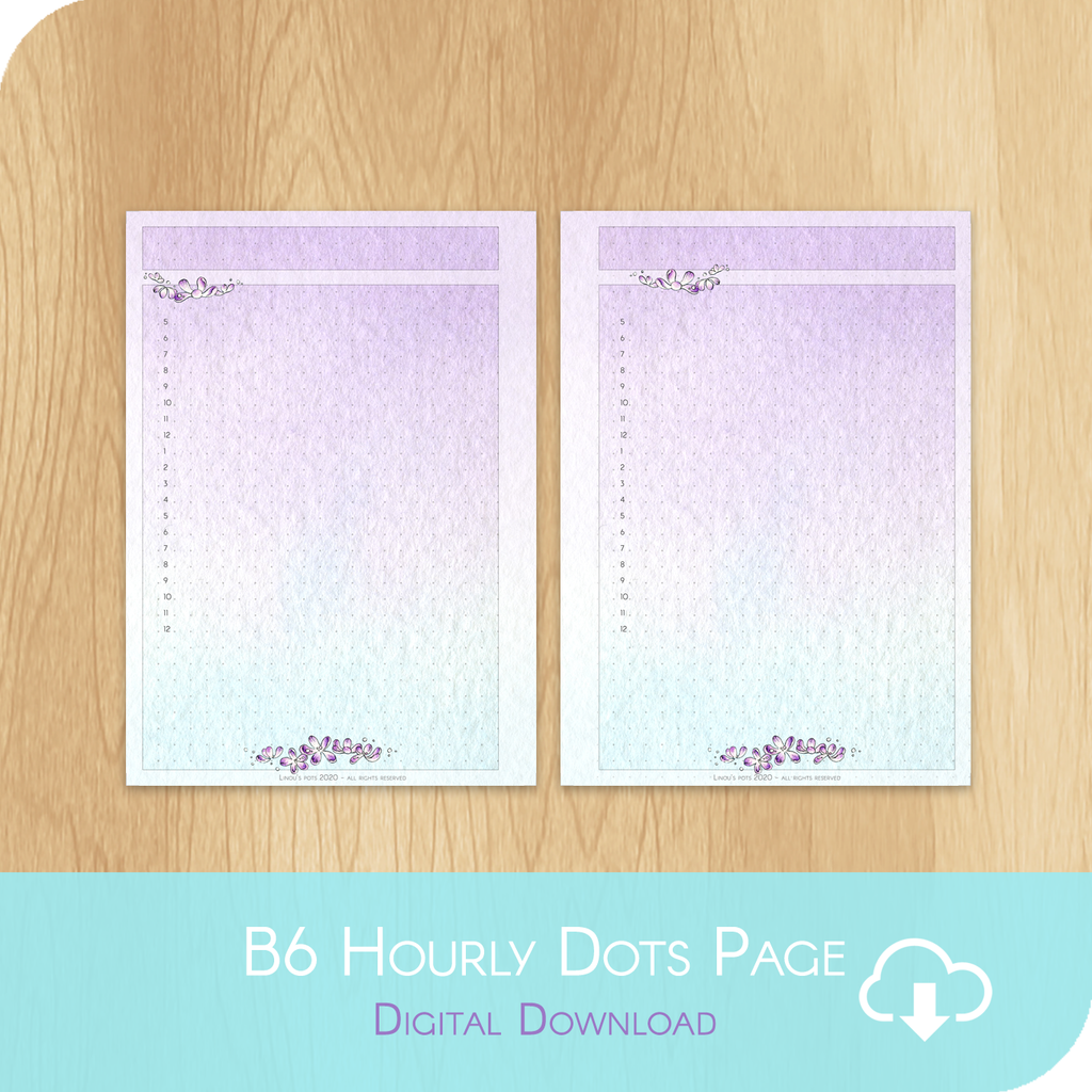 Buzzing In The Rain - Printable B6 Dots Hourly Page – Linouspots