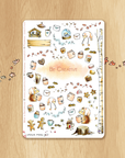 Watercolor Stickers Medley for Autumn Time in Pink and Brown "Be Creative"