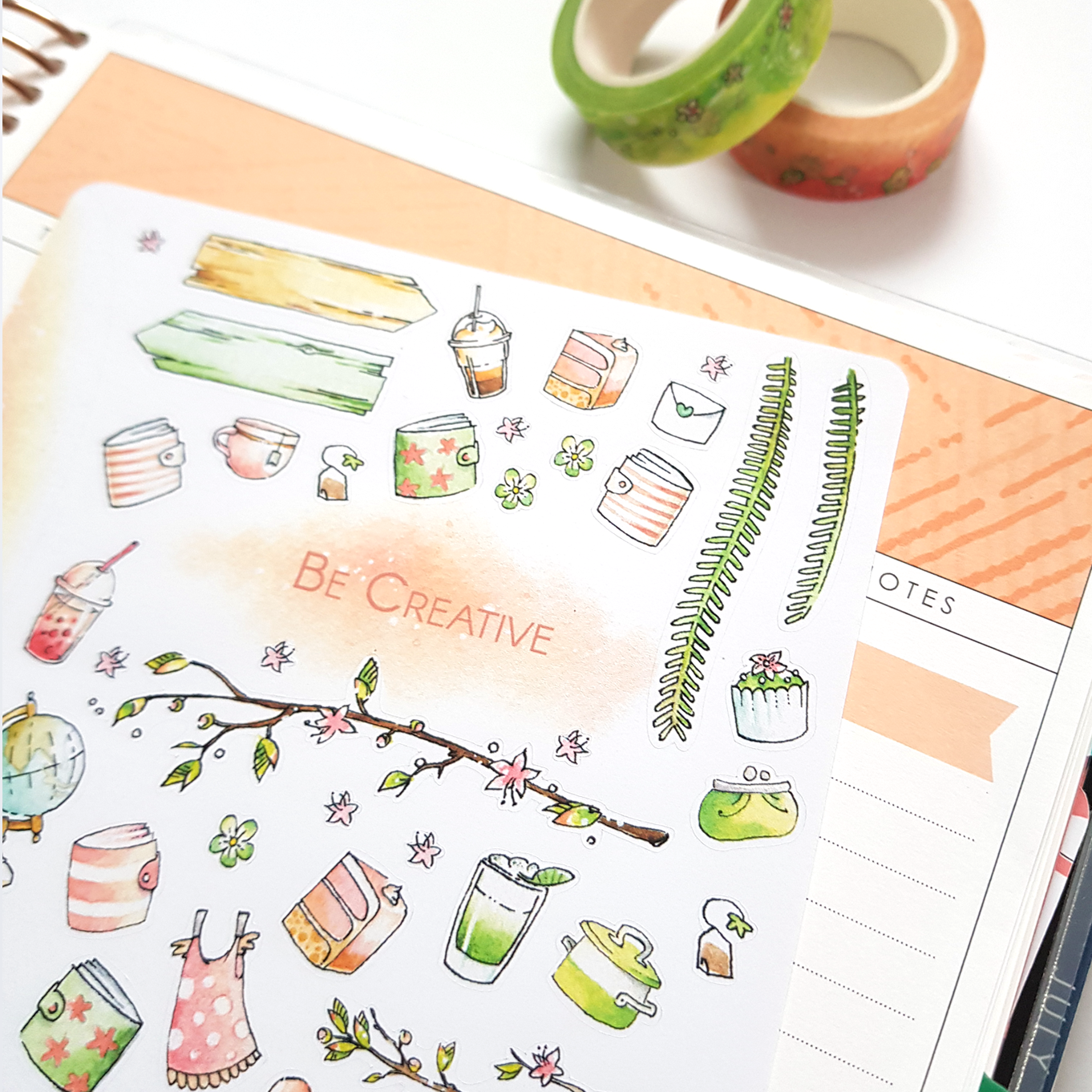 Summer and Spring watercolor stickers medley