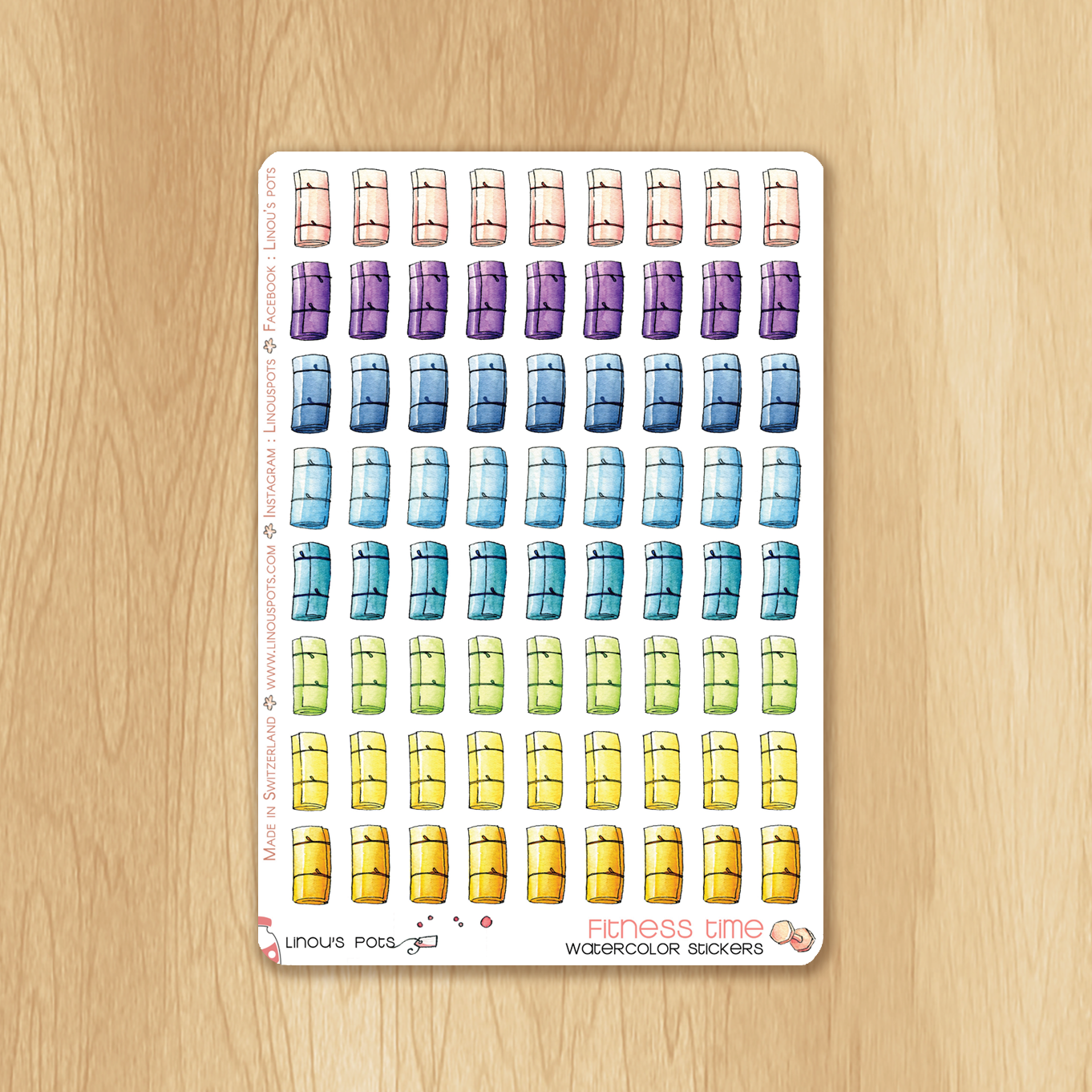 Rainbow Fitness Collection : 72 Exercise Mat Stickers