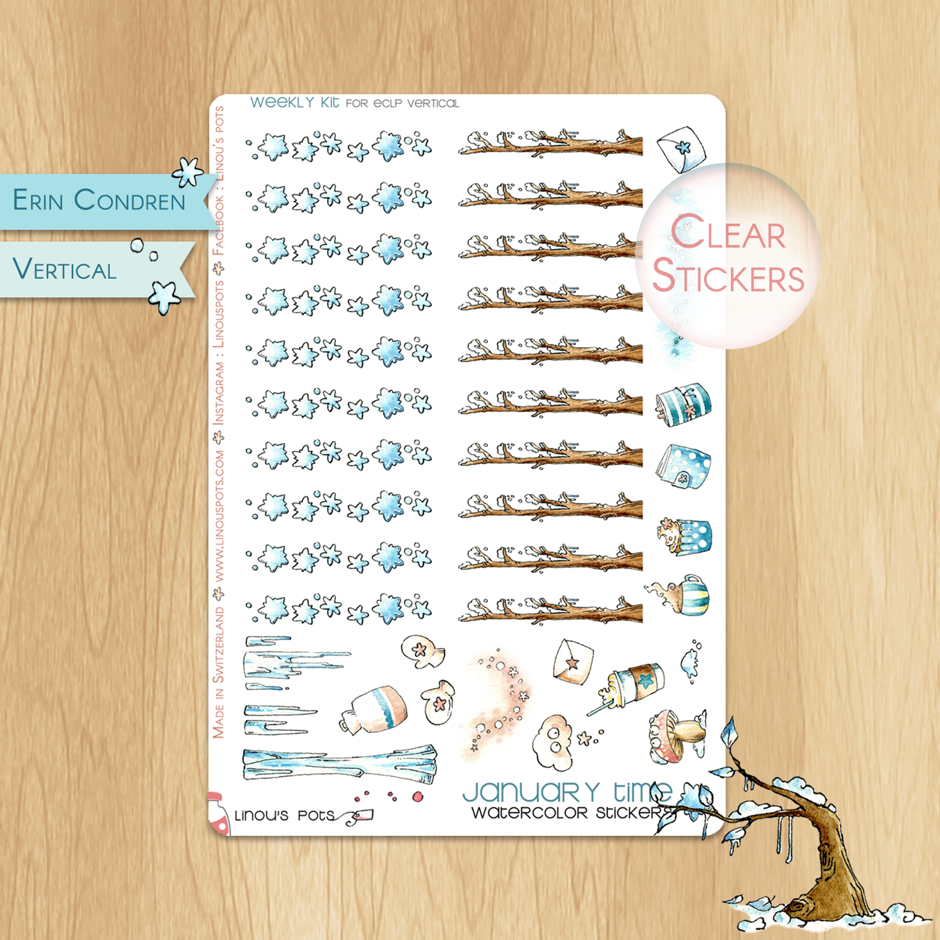 Frosty Times - Watercolor Planner Stickers - 20 Snowy Checklists