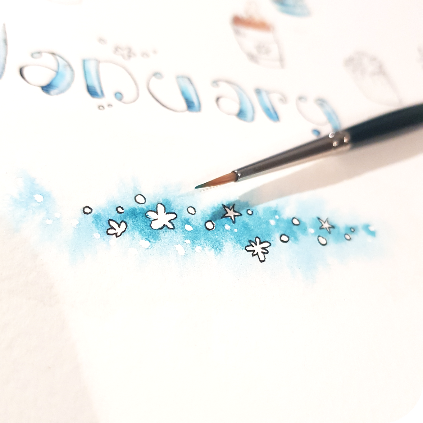 Frosty Times - Decorative Watercolor Stickers - Raccoons Under Snow