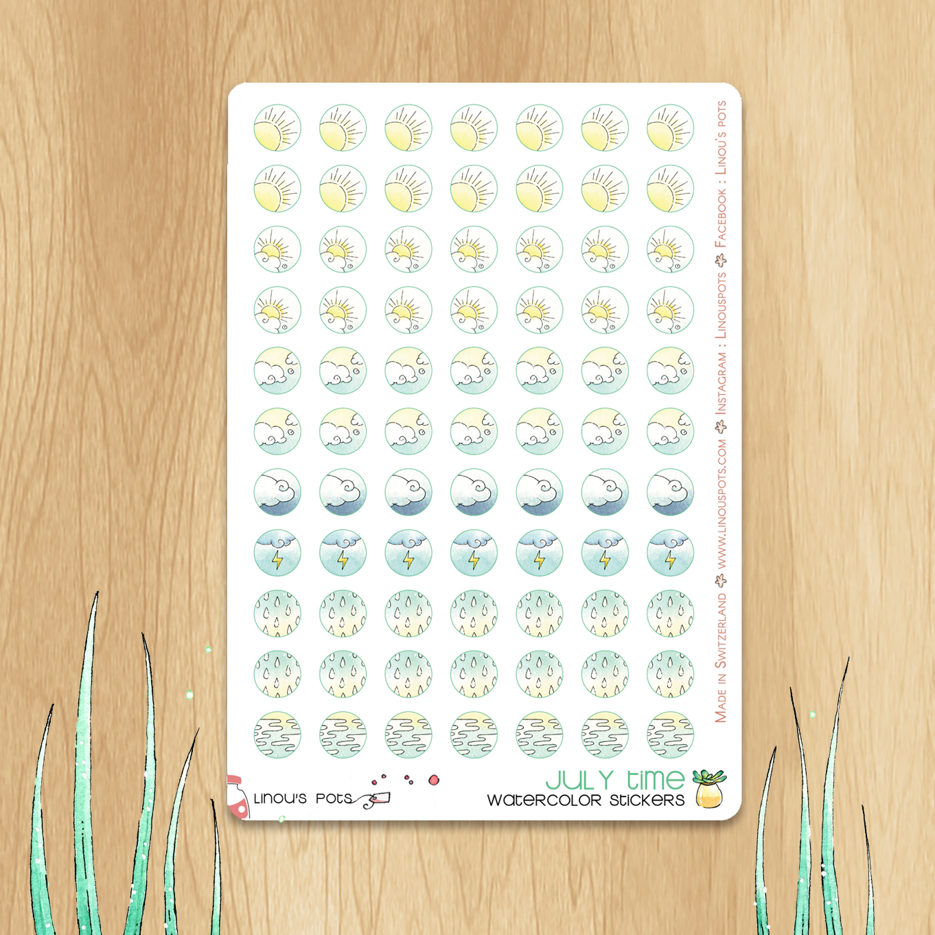 Playing In The Sand - Watercolor Planner Stickers - Weather Icons