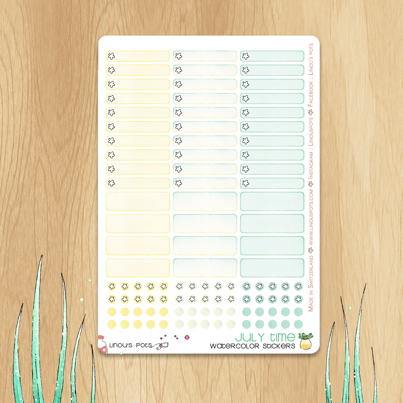 Playing In The Sand - Watercolor Planner Stickers - 1,5&#39;&#39; Eventboxes and Miniboxes
