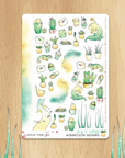 Playing In The Sand - Watercolor Decorative Stickers - Cactus, Succulents and Geckos