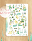 Playing In The Sand - Watercolor Decorative Stickers - Cactus, Succulents and Geckos