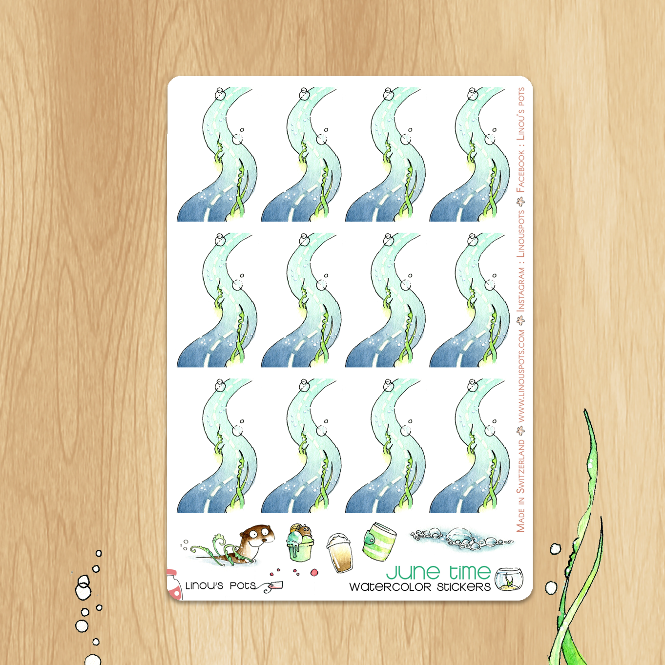Happy Otters - Watercolor Planner Stickers - 12 Road Trip Stickers