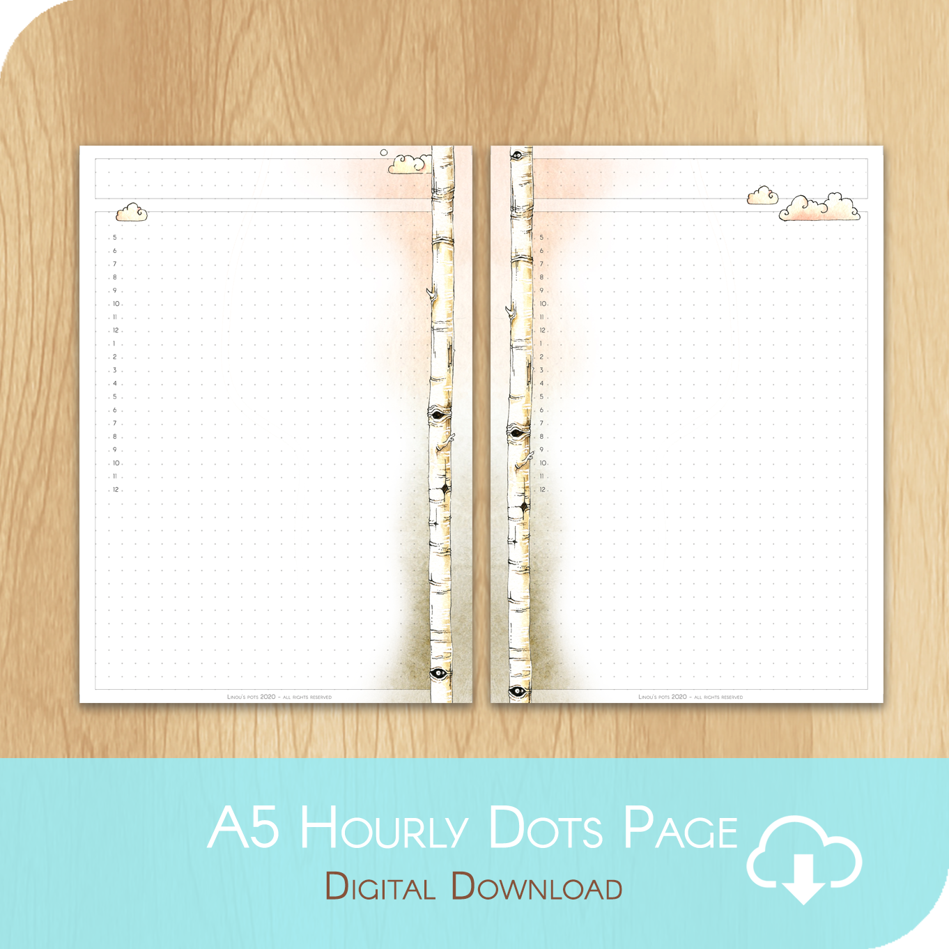 Love Is In The Air - Printable A5 Dots Hourly Page - White Version
