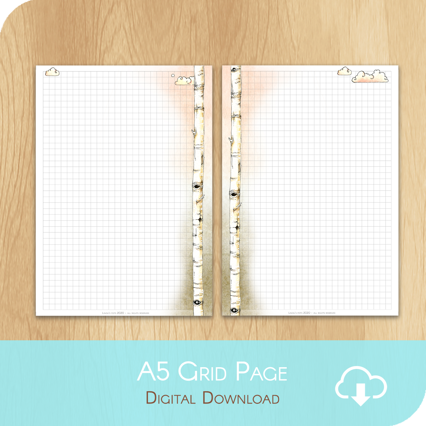 Love Is In The Air - Printable A5 Grid Notes Page - White Version