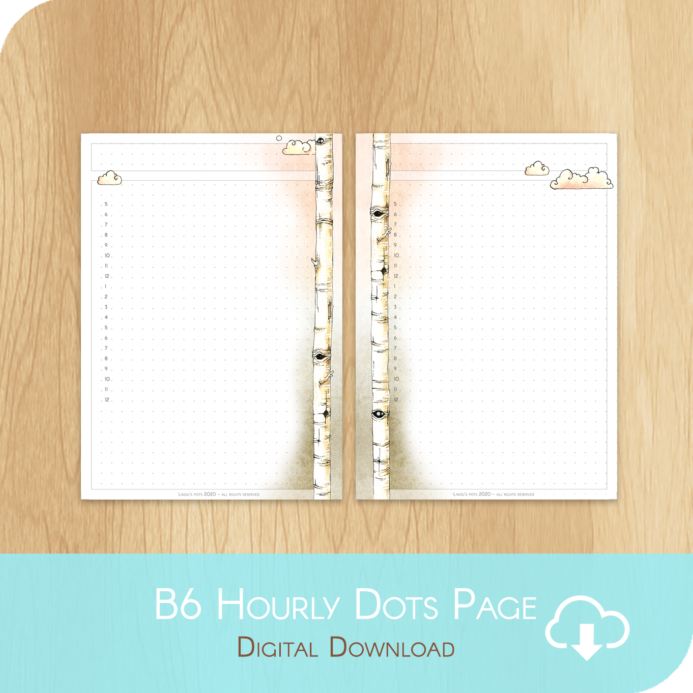 Love Is In The Air - Printable B6 Dots Hourly Page - White Version