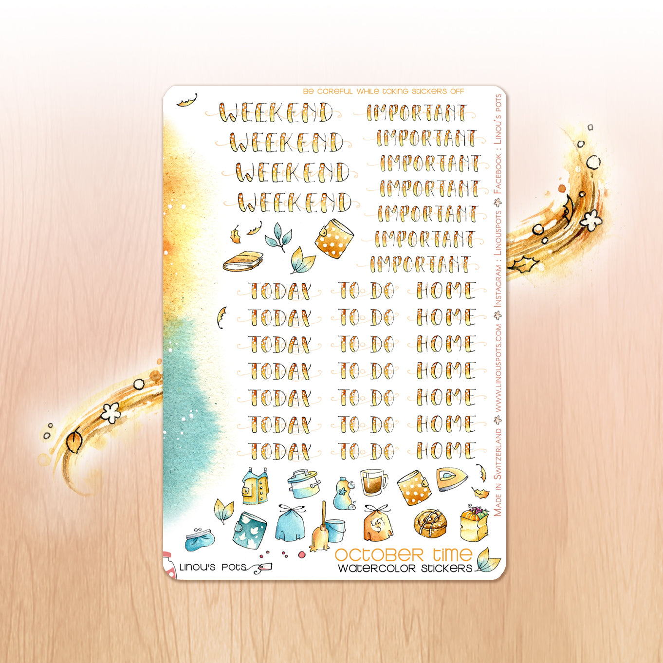 Watercolor headers stickers for Fall
