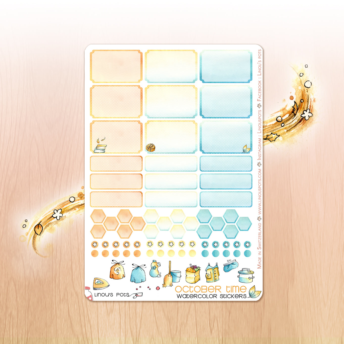Half and quarter boxes stickers for vertical planner