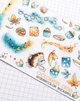 Studious Hedgehogs - MINI SHEET - Decorative Watercolor Stickers with Foil
