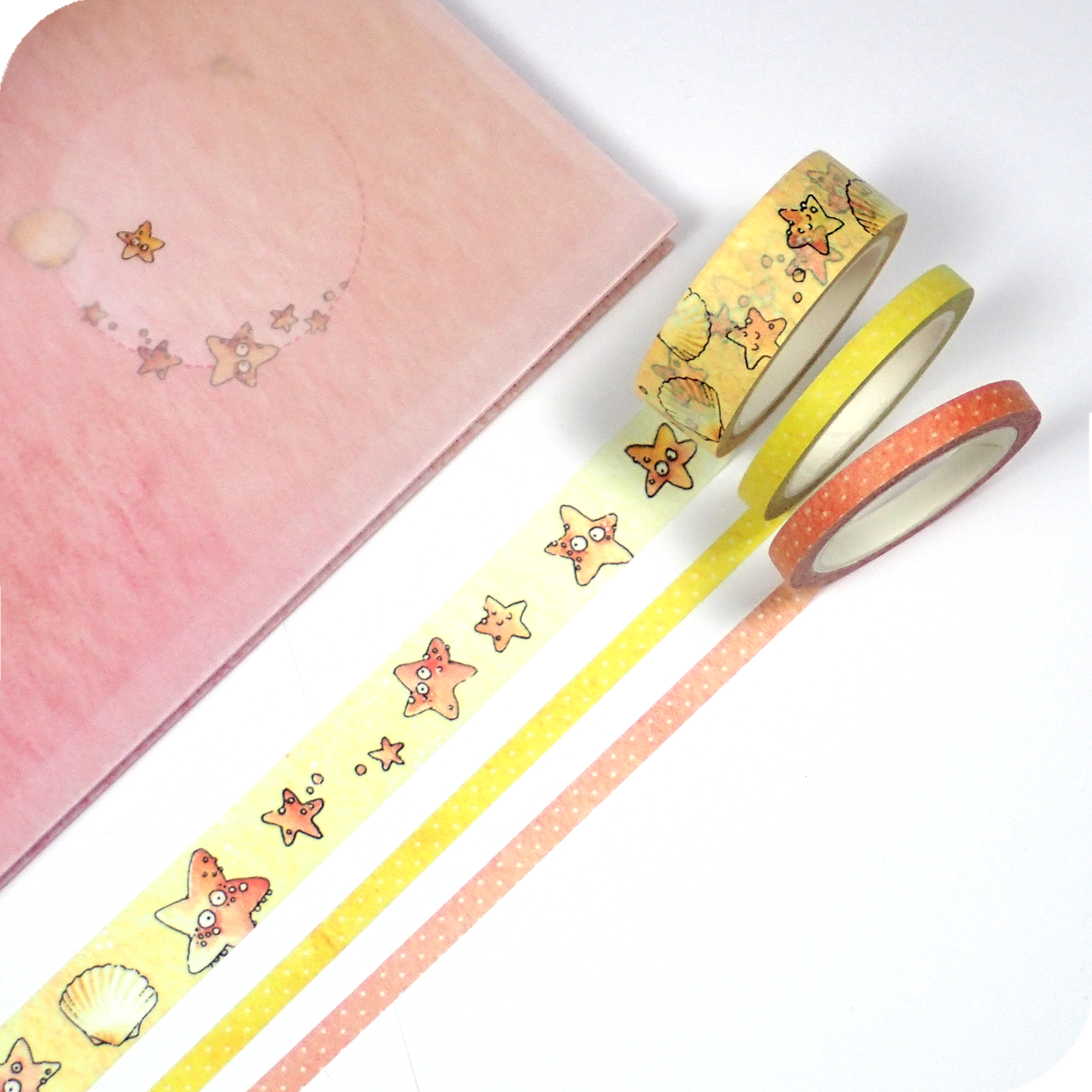 Example of watercolor Washi Tapes with Sea stars
